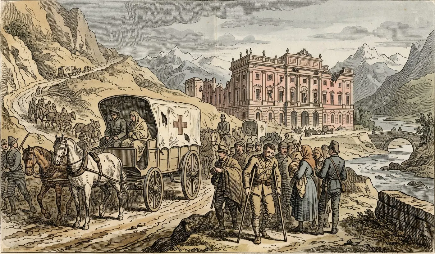 The cover plate for A Farewell to Arms in Bematist, a hand-tinted engraving