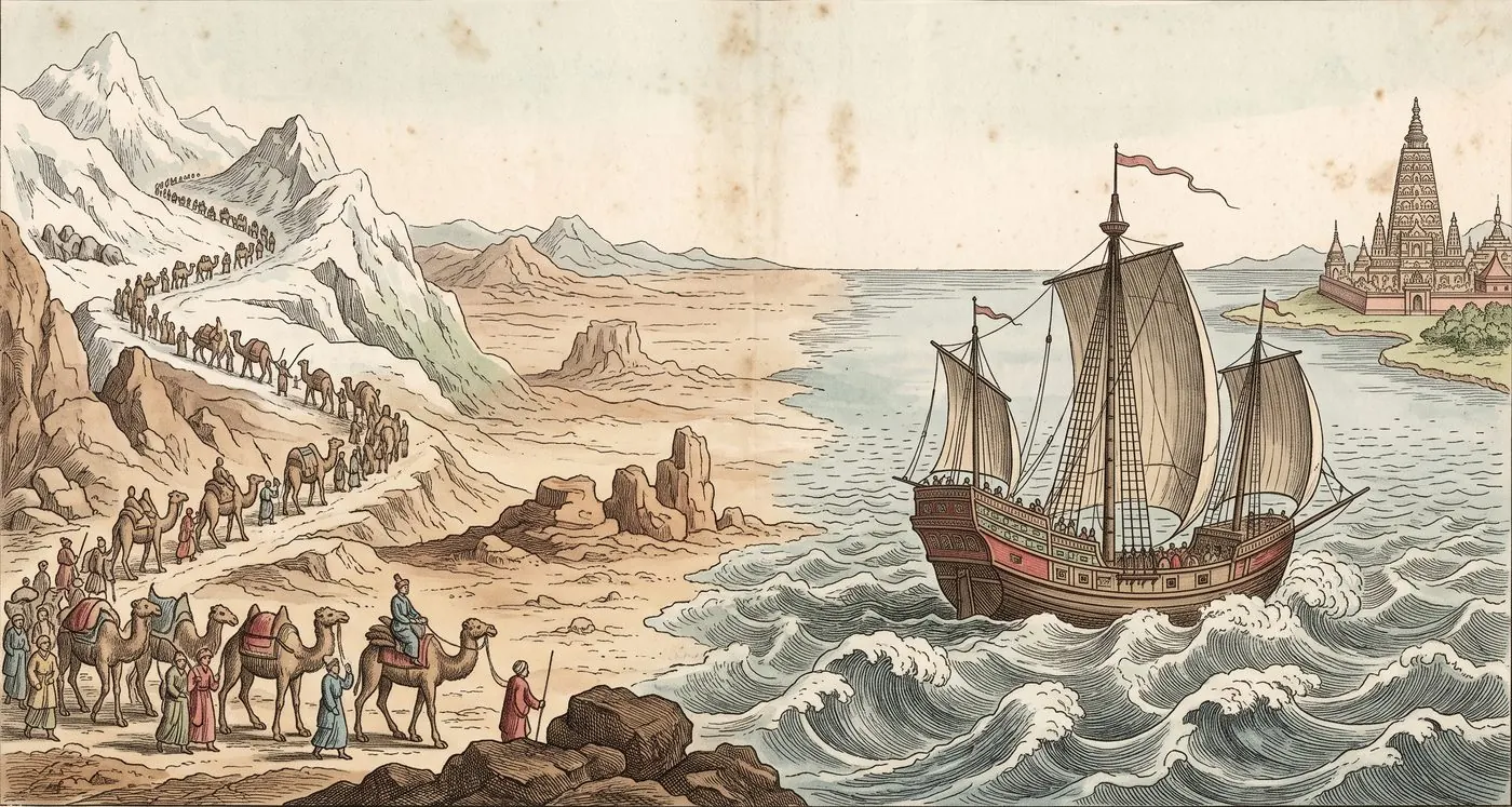 The cover plate for A Record of Buddhistic Kingdoms in Bematist, a hand-tinted engraving